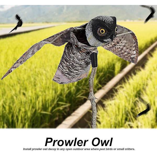 Prowler Ugle med Bevegelige Vinger Livaktig Design Jaktflyposisjon Effektiv Fugleskremsel for Åpne Utomhusområder (FMY)