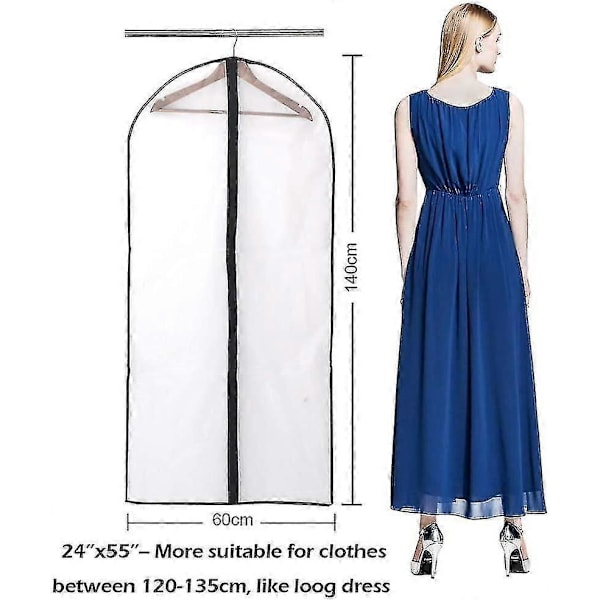 Klädfodral, [6 stycken] Transparent Klädskydd, Med Dragkedja (FMY) 60x140cm Black