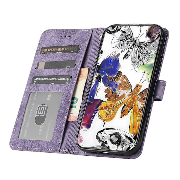 Motorola Moto G7 Power -puhelimen nahkakuori, perhoskuvio, seisova lompakko (FMY) Multicolor Style D