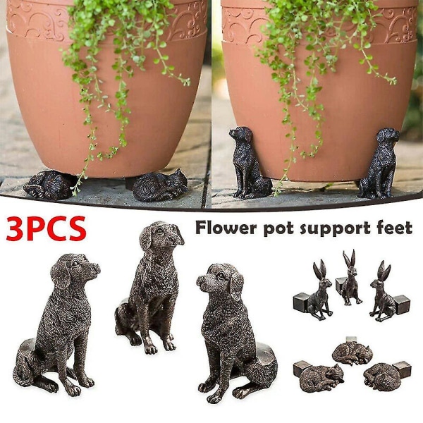 3 st/ set Plant Blomkruka Fötter Risers Hållare Stativ Trädgård Katt Hund Design Decors (FMY)