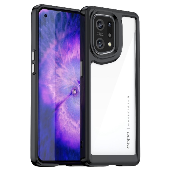 Tpu + Akryl Hybrid Deksel for Oppo Find X5, Uavhengige Knapper Støtsikker Beskyttende Telefondeksel  (FMY) Black