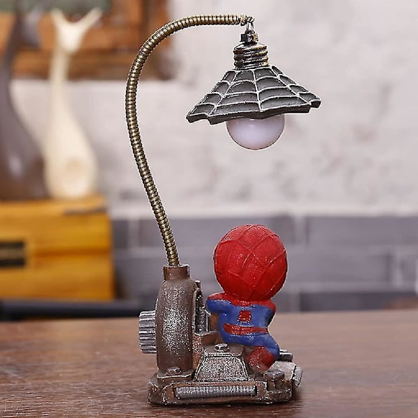 Spiderman Natlampe Superhelte Gadelampe Led Lys Harpiks Lampe Ornament Dekoration Børn Gave  (FMY)