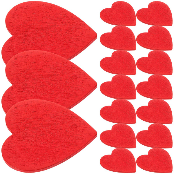 20 stk. 5 cm røde hjerteformede træskiver håndværk tilbehør træstykker ornament træudskæringer bryllup DIY materiale træchip uden hul (FMY) Red 5cm