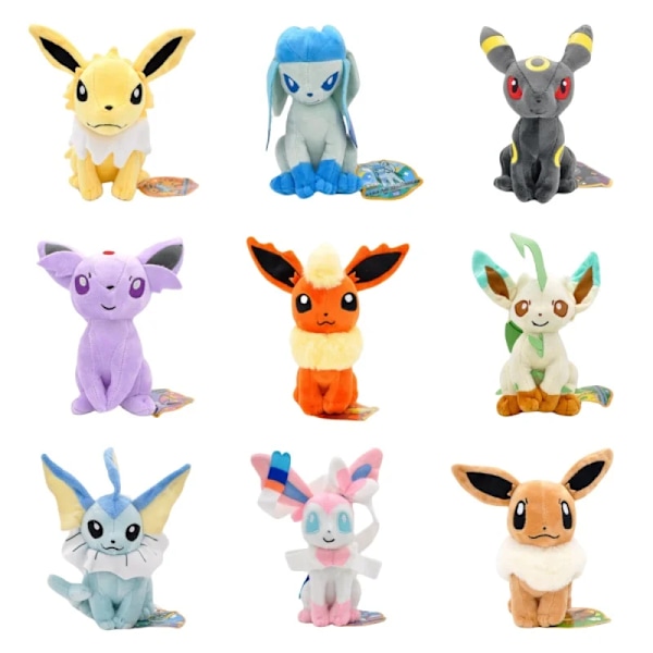 Kawaii Eevee -sarjan plusslelu Sylveon Espeon Glaceon Umbreon Pikachu täytetty nukke lelut harrastukset kokoelma joululahja (FMY) 18cm Eevee