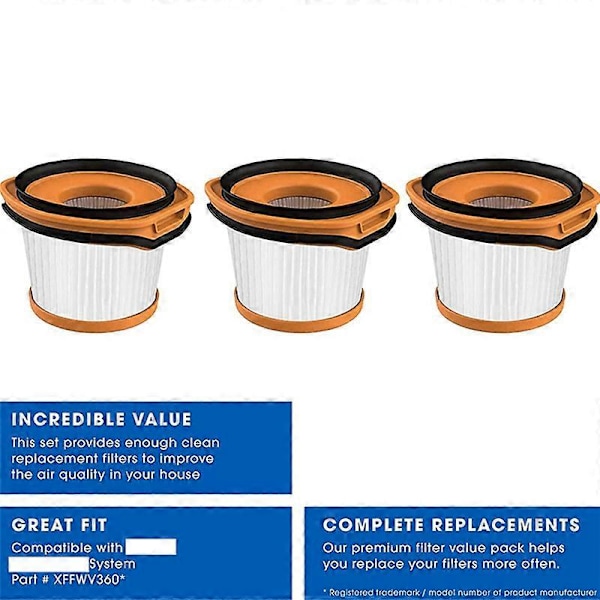 6 kpl suodattimia Shark Wandvac System WV360 WS620 WS630 WS632 -varsi-imureille (FMY) 39 Plastics