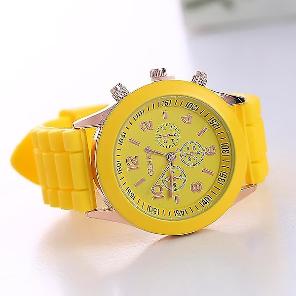 Unisex Geneva Silikon Jelly Sport Kvarts Armbandsur Ny XH (FMY) Yellow