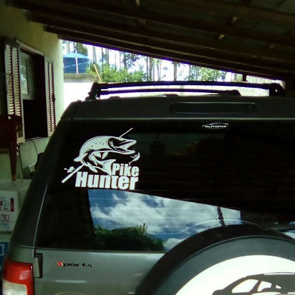 Pike Hunter Fiskeri Hætte Bagklap Sidevindue Dekal Bil Lastbil Sticker Dekoration_h  (FMY) Black