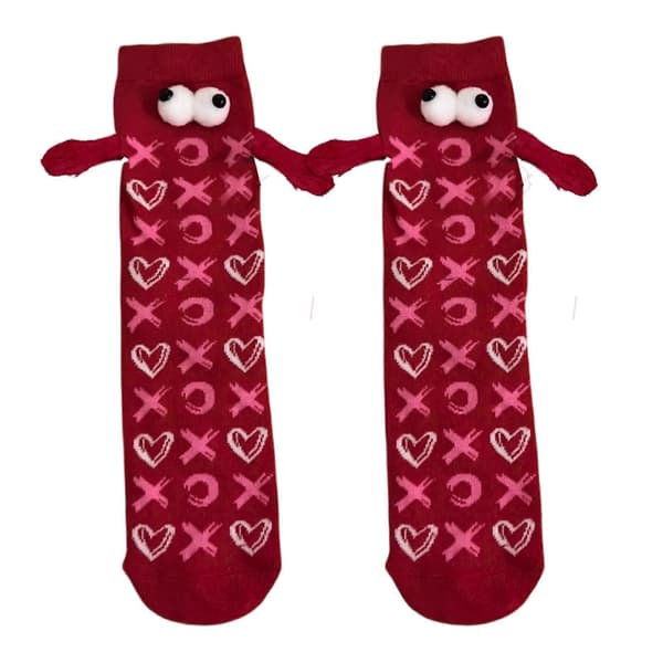 Nye Valentinsdag Par Hjerteformede Magnetsokker Med Håndhold (FMY) E One Size