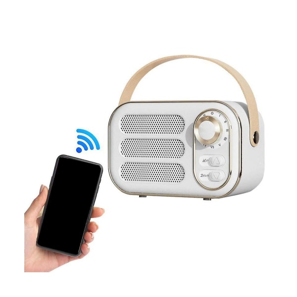 Retro Speaker 360 Stereo Effect Bluetooth Mini Speaker Vintage Radio Home Decor Sound Box For Outdo (FMY) White