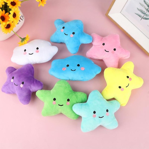 Mini Star Cloud Soft Plush Sounding Toy Colorful Plush Stuffed Doll Dog Pet Toy  (FMY) Blue Star