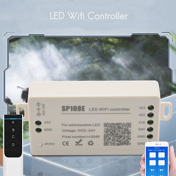 Sp108e Led Wifi -ohjain Ws2812b Ws2813 jne Moduulivalo Älykäs sovellus Langaton ohjaus Ios 10/androi  (FMY)