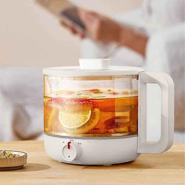 1.2L Multifunksjonell Elektrisk Gryte Bærbar Riskoker For Studenthybel Justerbar Borosilikatglass Elektrisk Varm Gryte 220V (FMY) No steamer