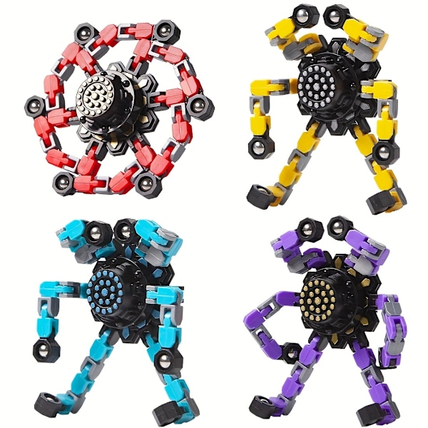 4-pack Transformerade Fidget Spinners för Barn och Vuxna, Pojkar och Flickor, Fingertoppsgiror för Barn, Påskkorgsprylar, Halloween, Julgåvor (FMY) 4 Pcs