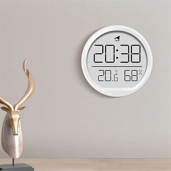 LED Digital Vægur Temperatur Luftfugtighed Dato Display Elektronisk Bordvækkeur til Køkken Studie Køleskab B  (FMY) White