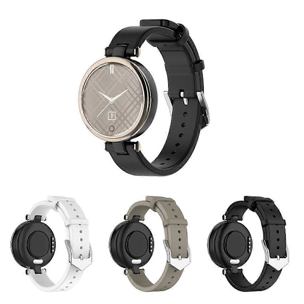 Äkta Läder Sportband Remmar Dam Sport Armband Ersättningsarmband För -Garmin Lily Smartwatch Tillbehör (FMY) Khaki