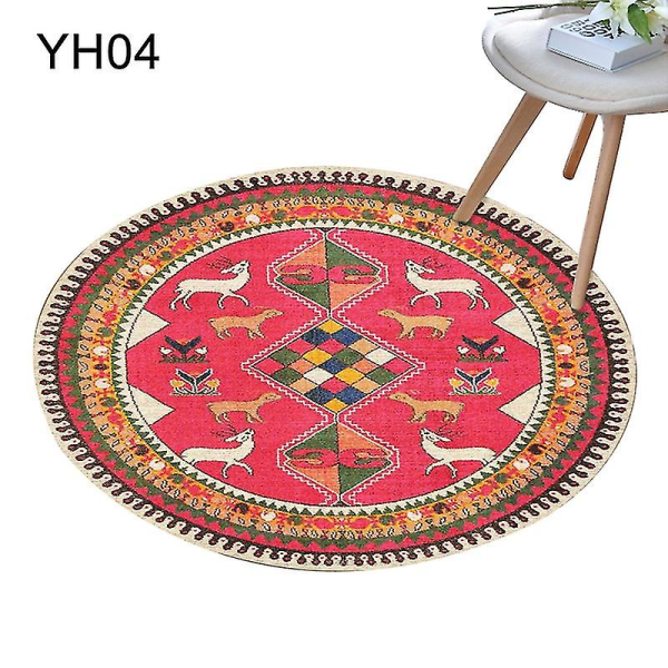 80x80cm Rund Mandala Gulvtæppe Gulvtæppe Pude Soveværelse Stue Indretning Jikaix  (FMY)