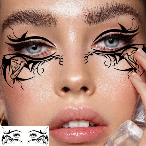 Halloween-häxögon Makeup Tillfälliga Tatueringar för Män och Kvinnor, 10-pack Realistiska Falska Ögonhörn Tatueringsdekaler, Långvariga Avlånga Ögon (FMY) 10 Sheets In One Package