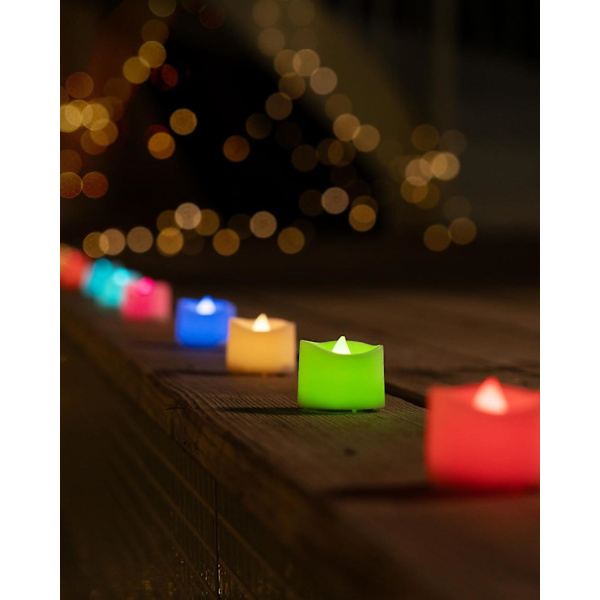 12-pack Multi-färgade Ljusstearin Batteridrivna, LED Jul Ljusstearin, 7 Färgvariationer (FMY)