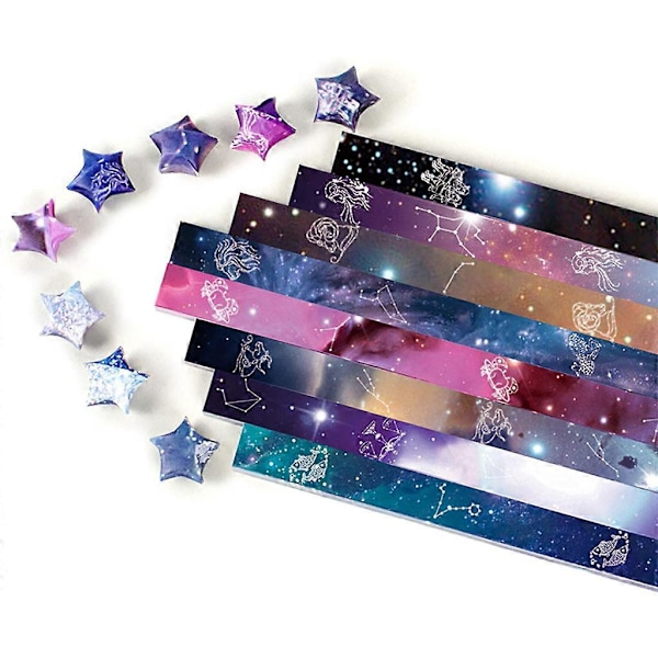 540 Ark Foldbare Heldestjerne Origamipapir Ønskepapirstrimler til Børn (FMY) 12 Horoscope