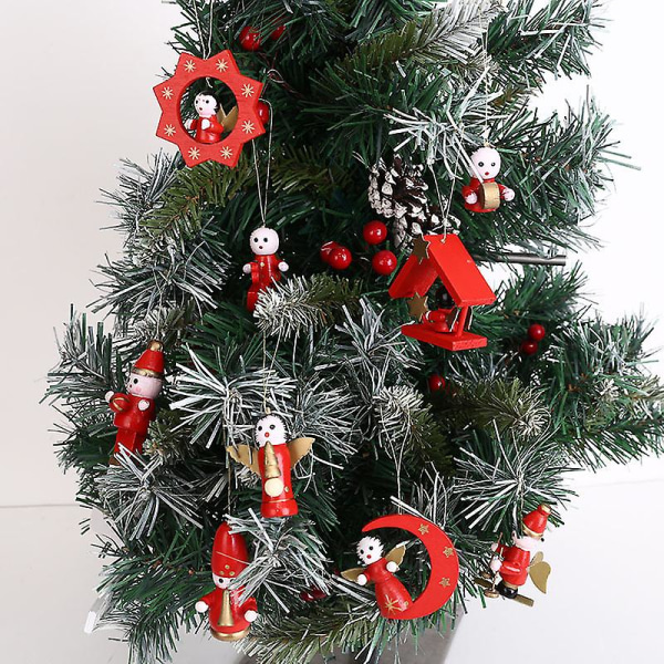 Trä julgransprydnader set, semester hängande dekoration 12/30/48 st (FMY) 30pcs