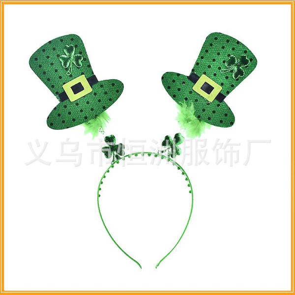 3-delt sæt af St. Patricks Day europæiske og amerikanske festivalparadefigurer Dress Up Irish Festival-hovedbånd (fjer pailletterhat),wz-281 (FMY)