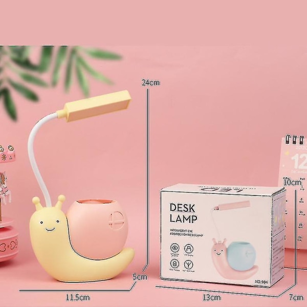 Söt bärbar LED-skrivbordslampa USB-laddningsbar ögonskydds skrivbordslampa sovrum studie barn nattlampa Kawaii-tillbehör  (FMY) pink