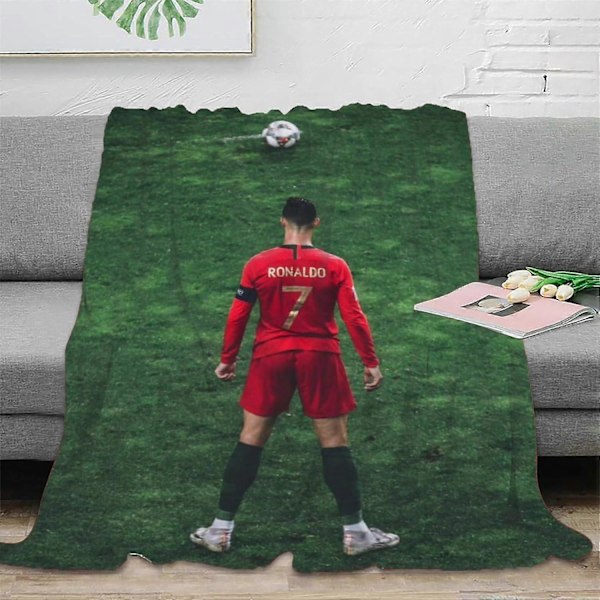 Ronaldo Fleecefilt - Plyschfilt för Barn, Tonåringar och Vuxna - Fotboll Anti-Pilling Filt för Säng, Soffa, Kontor, Spjälsäng - Jul, Födelsedag (FMY) 50x40in 125x100cm