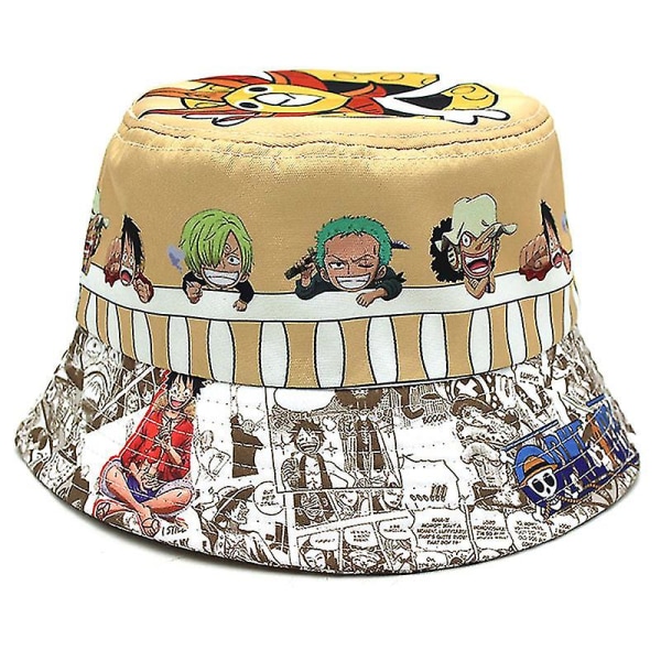 Anime One Piece Trykk Mote Fiskerhatt Voksen Utendørs Menn Og Kvinner Solhatt (FMY) Khaki
