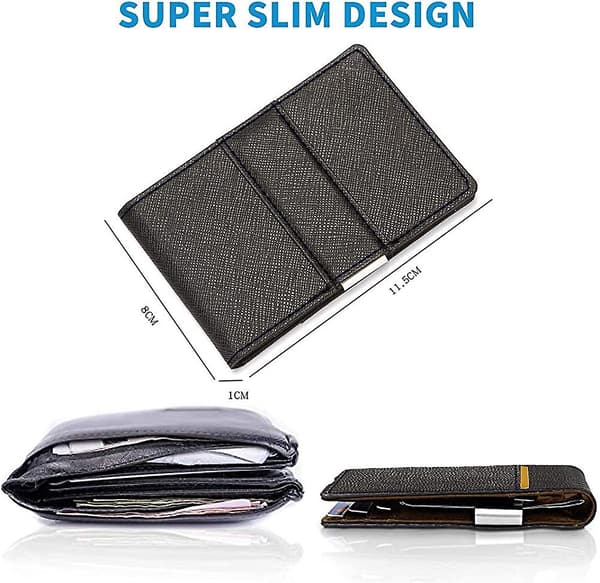 Plånbok för män med metallpengaklipp RFID-skydd Smalt design Vikbar (FMY)