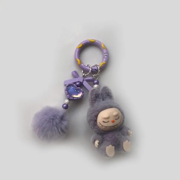 Kawaii Labubu Nøkkelring Tegneserie Kreativ Tredimensjonal Dukke Studenter Skolesekk Anheng Bil Nøkkelring Kvinner og Menn Trend Gaver(FMY) 3