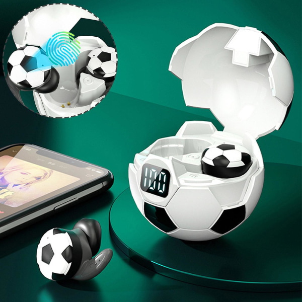Fotboll Bluetooth 5.0 trådlös sporthörlur Ipx7 vattentät hörlur med laddningsbox (FMY) 1Set
