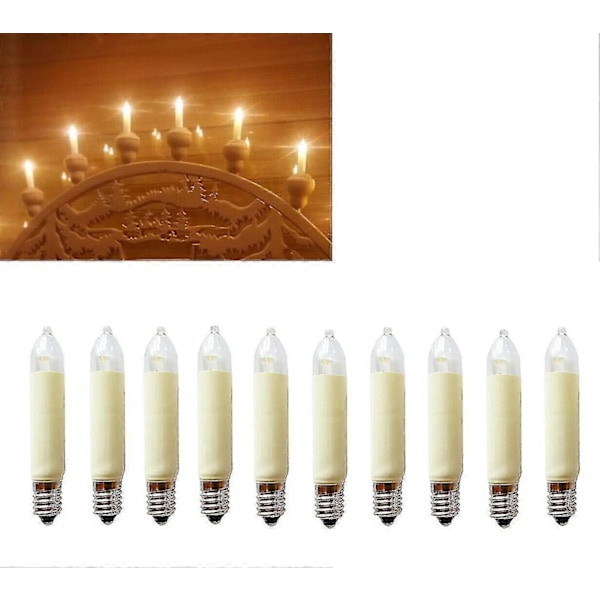 20 stk E10 LED Lyspære Små Sokkel Plugg 8-55v 0.1-0.2w Lengde 65mm Erstatningslampe Schwibbogen  (FMY) A 10pcs