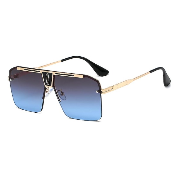 Wekity Square overdimensjonerte solbriller for menn, stor flat topp motebeskyttelsesdeksel, store UV-beskyttelse, rammeløse solbriller (FMY)