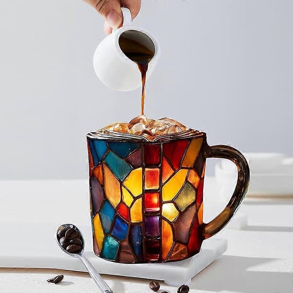 3D Målad Bokformad Kaffemugg 400 ml Nyhet Unik Färgglad Glasmugg-B (FMY) B