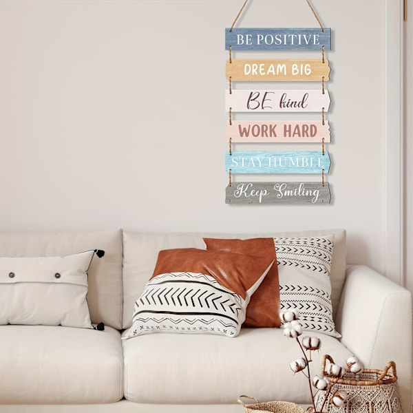 Inspirerande Träskylt Väggkonst Set - Rustik Farmhouse Hängande Skylt Dekor med Motiverande Citat för Kontor, Sovrum och Vardagsrum (FMY) A