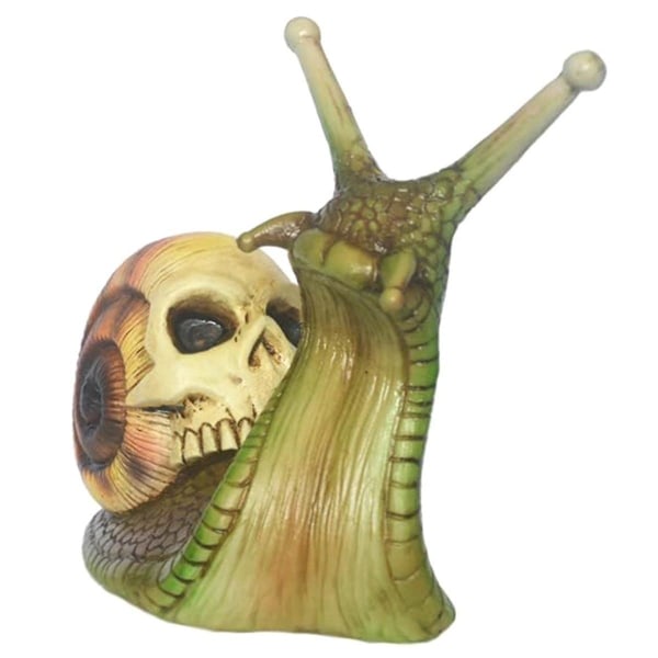 Halloween-kranie-snegl, kranieskulptur, hjemmeindretning harpikshåndværk Udendørs gårdsdekoration Kraniekunst Skulpturornament A (FMY)