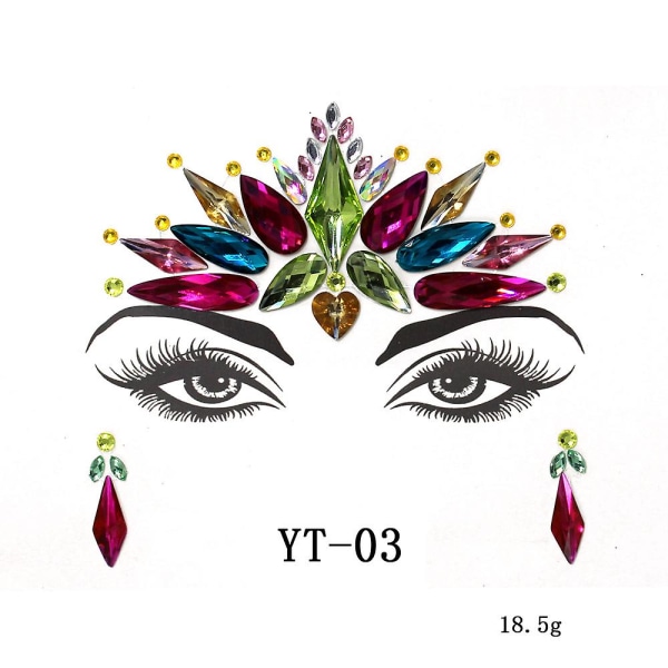 3:a Halloween Noctilucent Face Gems Tattoo Sticker, Cosplaya (FMY)