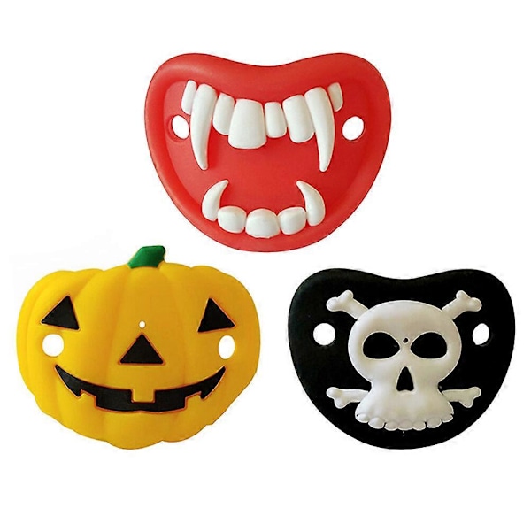 3 stk. Silikon Smokk for Baby, Matkvalitet, Halloween-Design, Gresskar og Skalleform for Småbarn (FMY) As Shown M