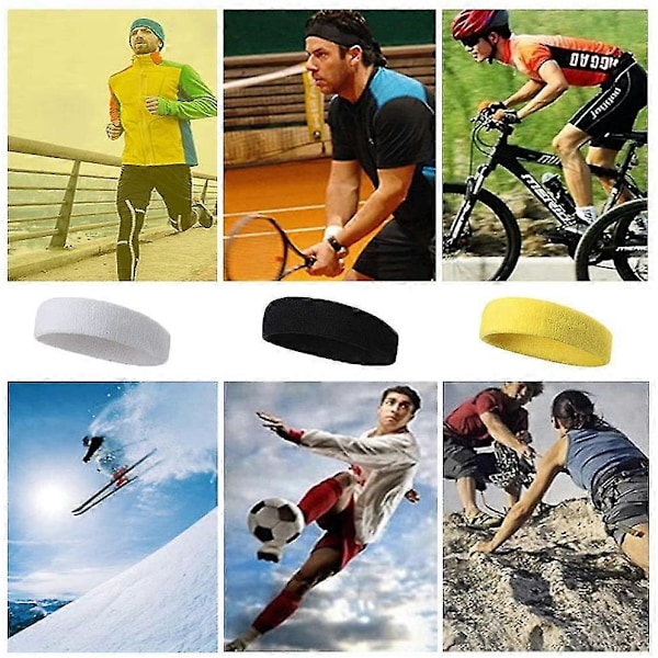 10 Stykker Sports Hodebånd For Menn Og Kvinner, Svettebånd, Elastisk Hårbånd Ikke-Skli Fuktighetsabsorberende Bomulls Hodebånd For Sport (FMY)