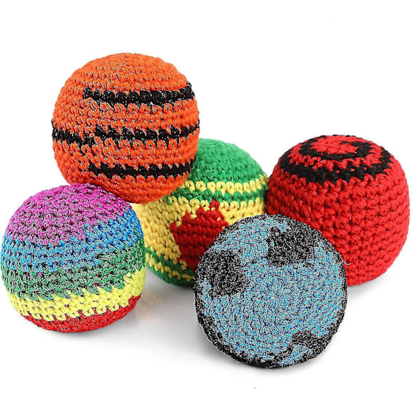 Bollväska Stickad Sparkboll Mjuk Stickboll Stickboll - Slumpmässig Färg - 5 st  (FMY)