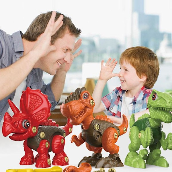 3 stk Dinosaur Leke Elektrisk Drill Demontering Og Montering Barneleker Dinosaur Leke Utdanningsleke  (FMY) B