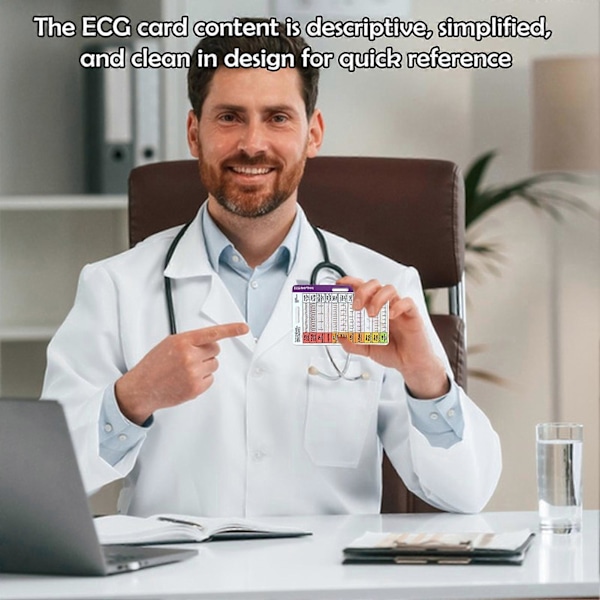 1/2 stk. EKG-rytme lommekort Dobbeltsidet EKG-rytmefortolkningsreferencekort Bærbar Elektrokardiogram rytme badgekort Sygeplejersker EKG (FMY) 2pcs