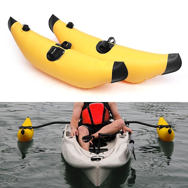 2 stk. Kajakk PVC Oppblåsbar Støtteflåte Kajakk Båt Fiske Stående Flåte Stabilisator (FMY) Yellow