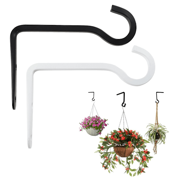 2 st Plant Hanger Rostfri Hängande Blomkrukor Krokar Enkel Installation Fågelmatarekrok för Utomhus Jikaixiang  (FMY) White