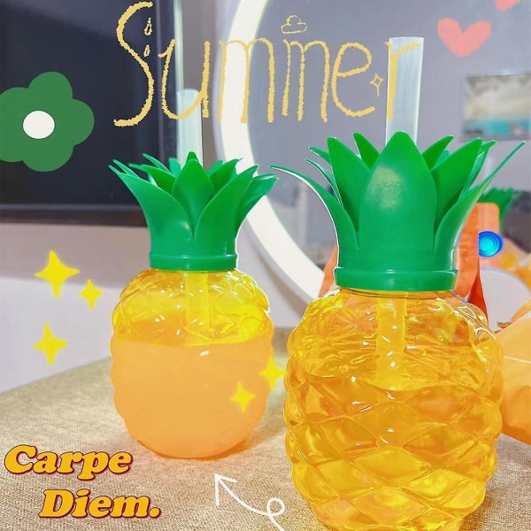 1 stk 500 ml ananasformet juiceflaske Søt og unik design minimerer søl, per (FMY) Yellow 1 pc