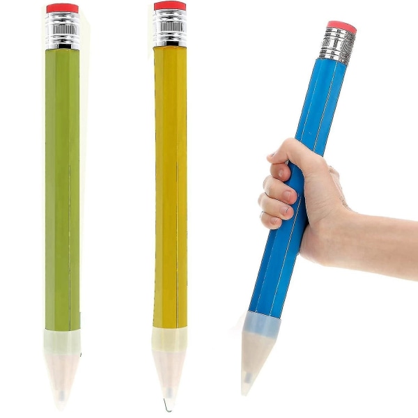 6 st Trä Jumbo pennor för rekvisita, rolig stor penna enorm jätte penna 14 tums penna för hem och (FMY)