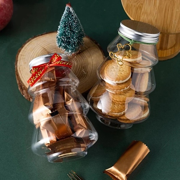 6 stk. Gavekonfekt Opbevaringstræ Sød Krukke Børnefavorit DIY Kage Snack Chokolade Juleopbevaring Emballage Nyårsdekoration Æske (FMY) 6pcs 5x5x14cm