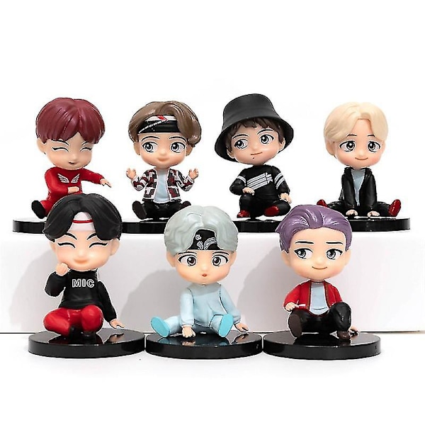 7 st/1 set Koreanska Bts Figuriner Samling Medlemmar Handgjorda Bordprydnader Dockor (FMY) Seated Style