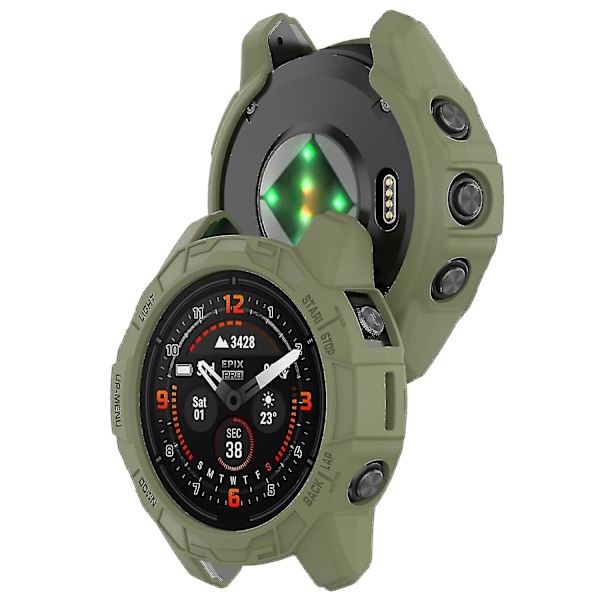 TPU Klockfodral för Garmin Epix Pro (gen 2) 47mm/Fenix 7 Pro/Fenix 7, Repskyddande Ihåligt Skydd (FMY) Jungle Green