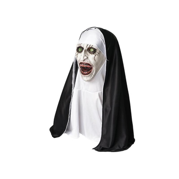 Psychic Nun Mask, Halloween Skrämmande Makeup Mask, Tricky Ghost Face Horror Skrämmande latexhuvudbonader (FMY)